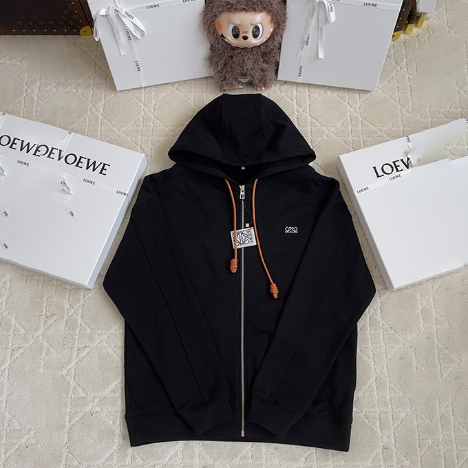 loewe embroidered anagram full‑zip hooded sweatshirt